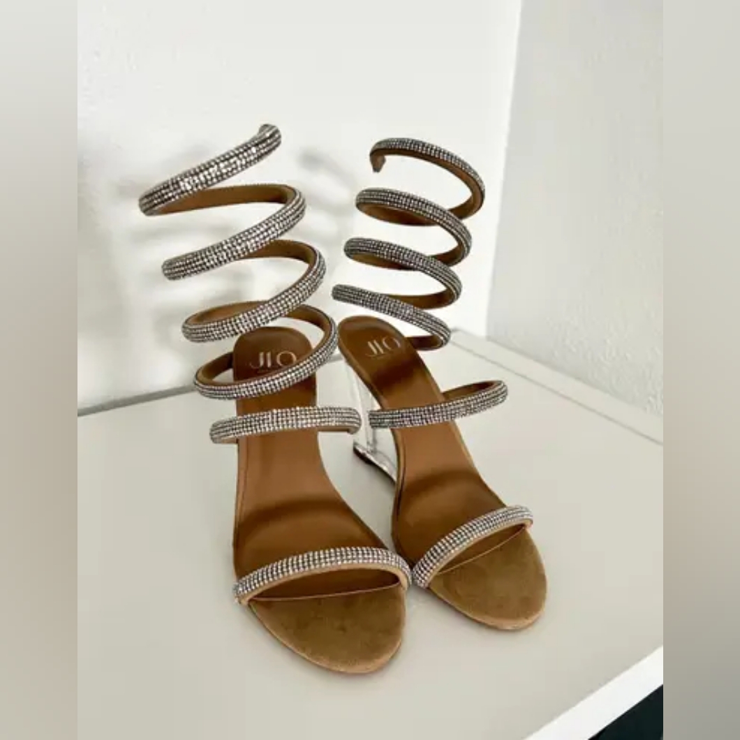 Jennifer Lopez Nib Jlo Spiral Rhinestone Wedges Size 6
